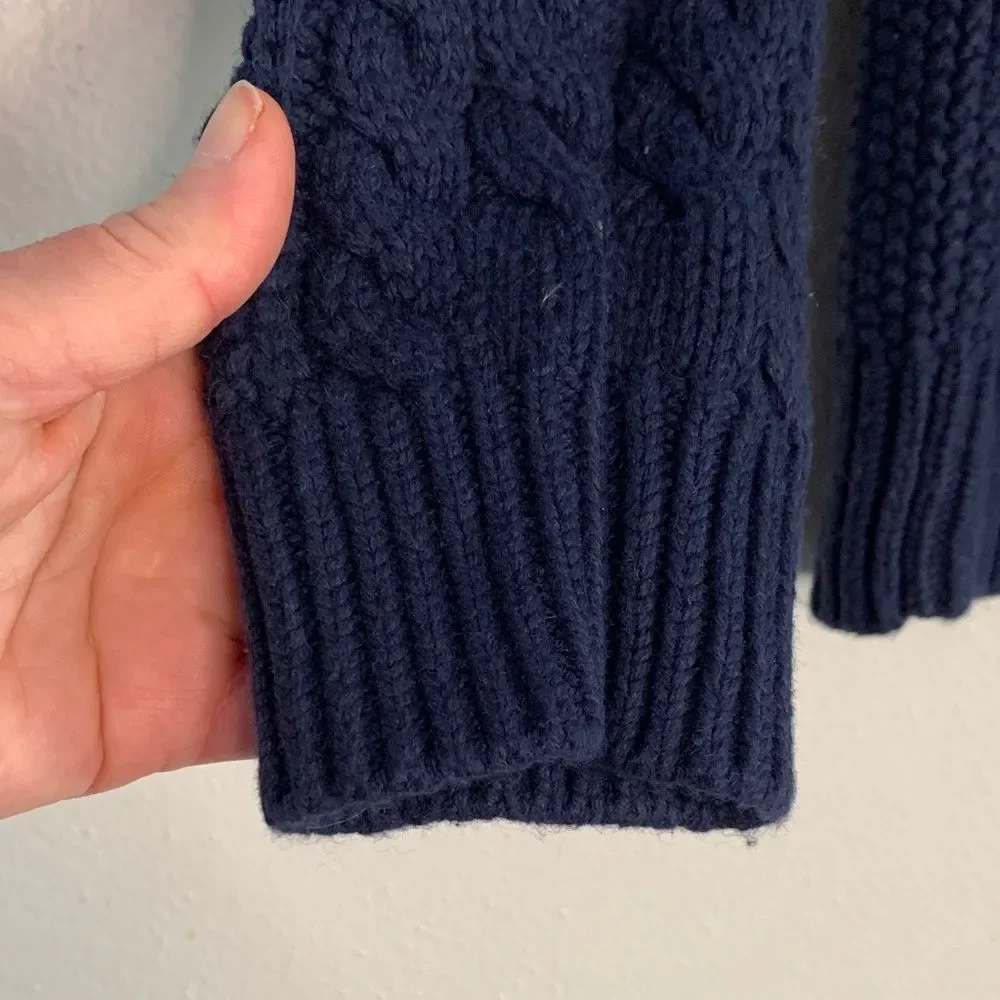 GAP boys XL Dark Blue Cable Knit Crewneck Sweater wool blend